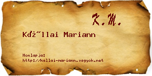 Kállai Mariann névjegykártya